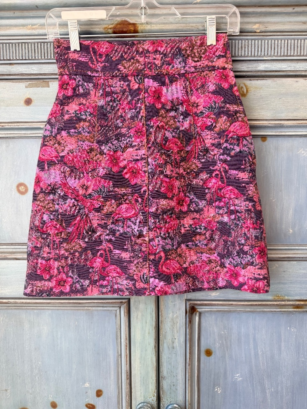 Miu Miu Flowers and Flamingos Jacquard Short Skirt in Pink Size 36